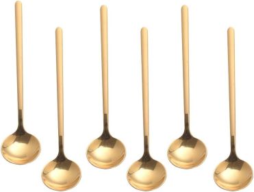 6 PCS Gold Coffee Spoons, 18/8 Stainless Steel Espresso Spoons, 5.2 Inches Vogue Tea Spoon, Cappuccino Stirring Small Spoon for Dessert, Ice Crea