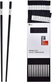 12 Pairs Fiberglass Chopsticks - Reusable Chopsticks Dishwasher Safe, Chinese Japanese Korean Chop sticks, Non-Slip, 9 1/2 inches