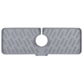 Silicone Faucet Mat Kitchen Sink Splash Guard Drain Mat Drying Pad Kitchen Mat Bathroom Drip Catcher (Option: Grey)